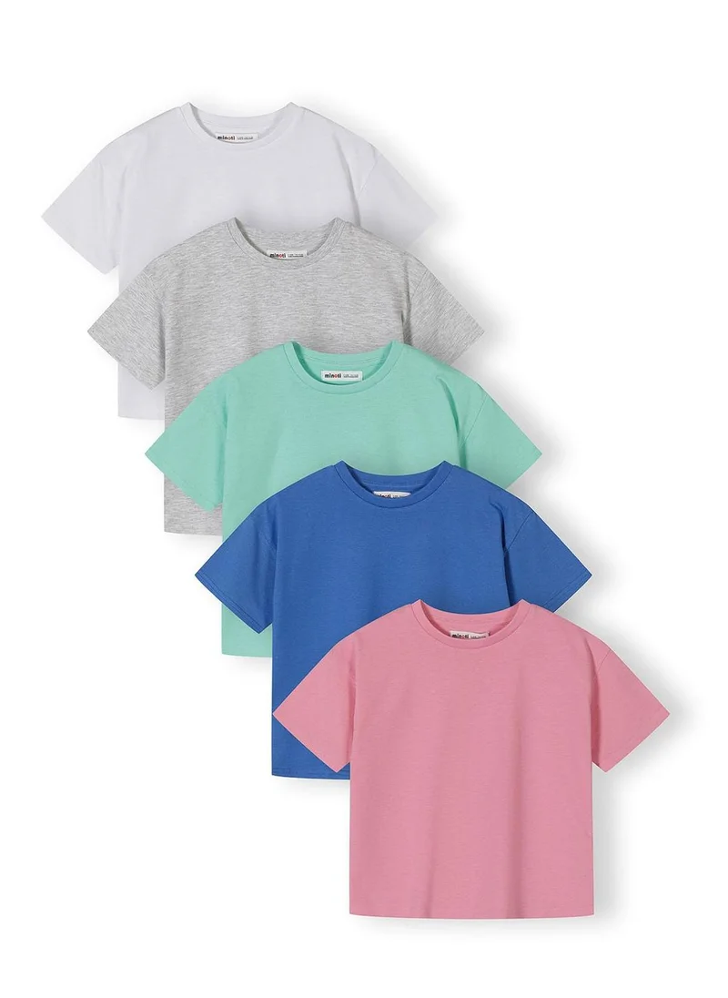 مينوتي girls 5-pack ribbed t-shirts pink petrol blue 3-15 years
